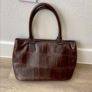 Falor Crocodile Embossed Satchel Purse. Made in Italy. LNPWC. Genuine Leather.